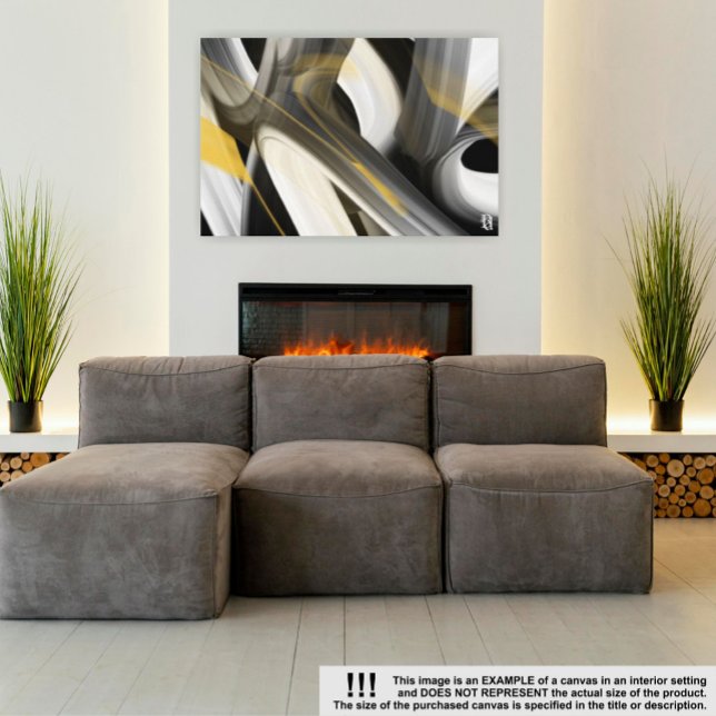 24 x 18-tums Trend Abstrakt Art Canvas Black White (Skapare uppladdad)