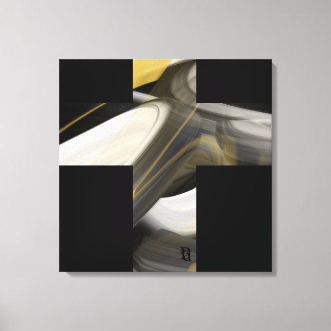 24 x 24-tums Trend Abstrakt Art Canvas Black White (Framsida)