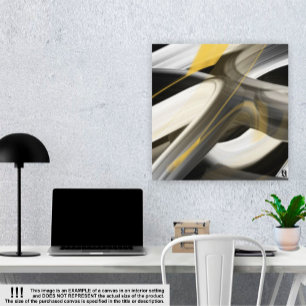 24 x 24-tums Trend Abstrakt Art Canvas Black White