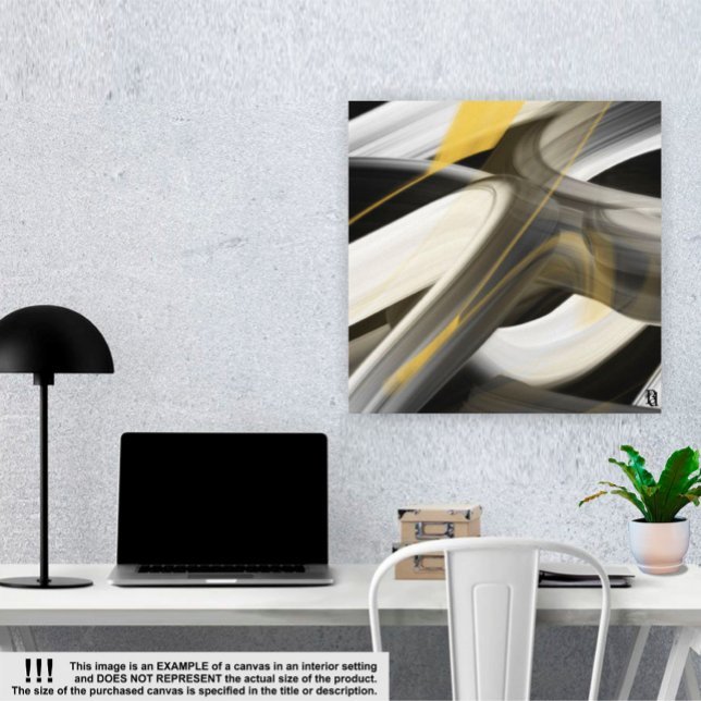 24 x 24-tums Trend Abstrakt Art Canvas Black White (Skapare uppladdad)