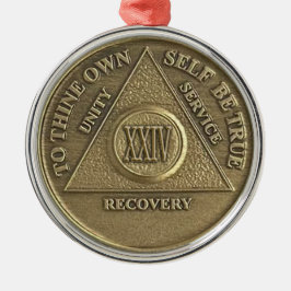 24 Year Sober Anniversary Medallion | Recovery Julgransprydnad Metall
