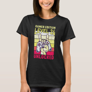 24th Birthday Video Gamer Edition Level 24 Unlocke T Shirt