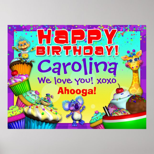 24x18-tums GiggleBellies Cuptårta Birthday Poster (Framsidan)
