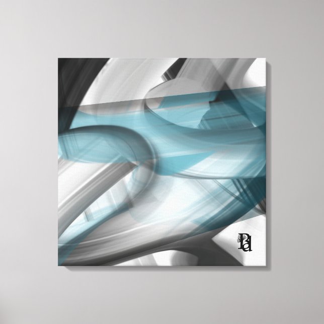 24x24" Trend Abstrakt Konst Canvas Svart Vitt Blåt (Framsida)
