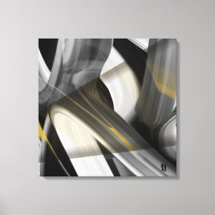24x24" Trend Abstrakt Konst Canvas Svart Vitt Guld