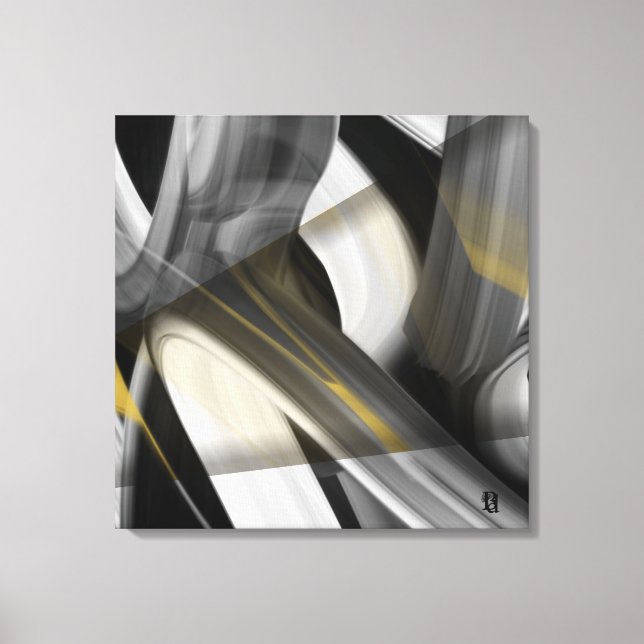 24x24" Trend Abstrakt Konst Canvas Svart Vitt Guld (Framsida)