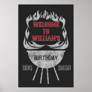 24x36 BBQ-Födelsedagsfestens välkomstskylt och Pos Poster