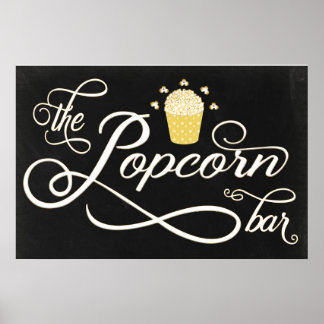 24x36 Chalkboard Popcorn Bar Sign Poster
