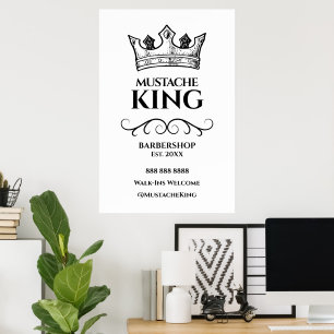 24x36 Svart Barbershop-skylt Krona Kung Poster