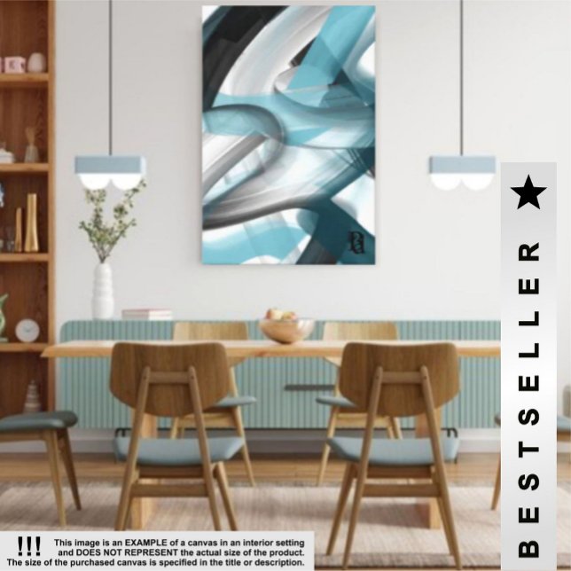 24x36-tums Trend Abstrakt Art Canvas Black Blue (Skapare uppladdad)