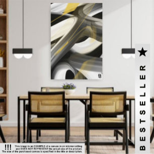 24x36''s Trend Abstrakt Art Canvas Black White Gul