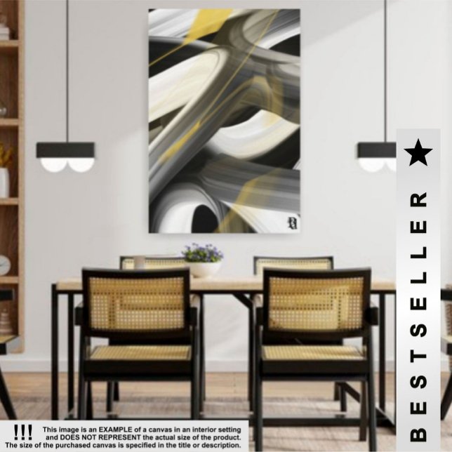 24x36''s Trend Abstrakt Art Canvas Black White Gul (Skapare uppladdad)