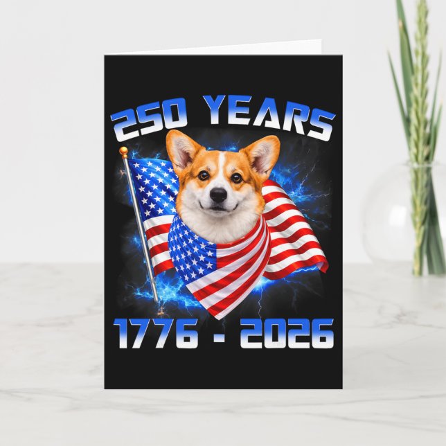 250 Amerika år 1776 2026 Corgi Hundälskare Ameri Kort (Framsida)