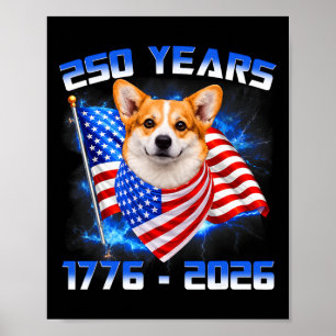 250 Amerika år 1776 2026 Corgi Hundälskare Ameri Poster