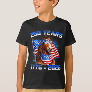 250 Amerika År 1776 2026 Häst USA Flagga 250-årsda T Shirt