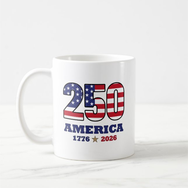 250 Amerika Patriotisk Flaggdesign | 1776 2026  Kaffemugg (Vänster)