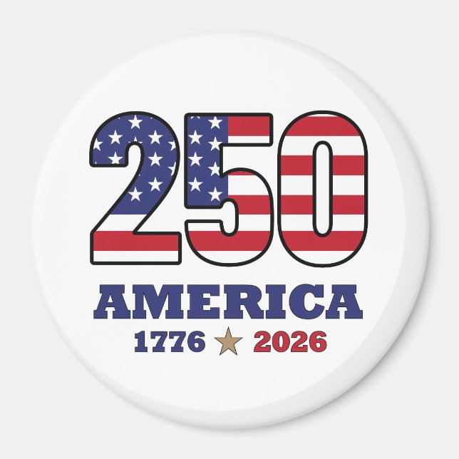 250 Amerika Patriotisk Flaggdesign | 1776 2026  Magnet (Framsidan)