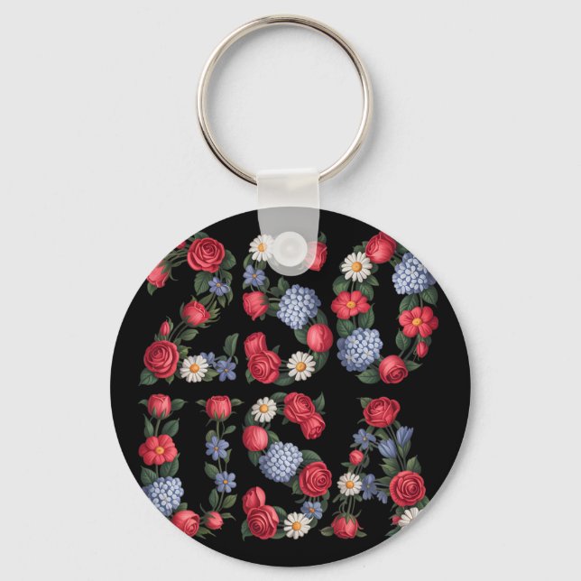 250 år 1776-2026 250-års födelsedagsblommor  nyckelring (Framsida)