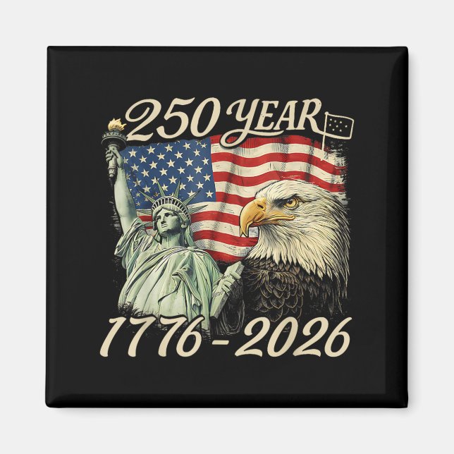 250 år 1776 2026 250-årsjubileum 4 juli magnet (Framsidan)