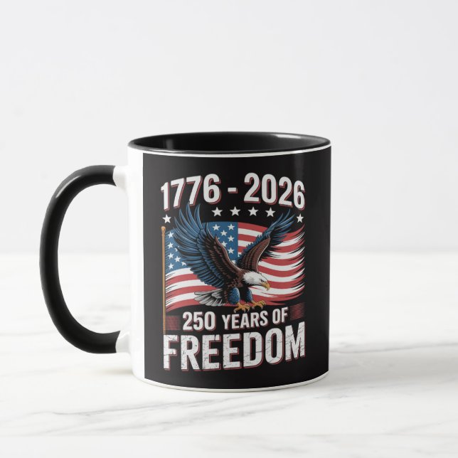 250 år 1776 2026 250-årsjubileum 4 juli mugg (Vänster)