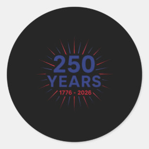 250 år 1776-2026 250-årsjubileum Minimalistiskt lo Runt Klistermärke