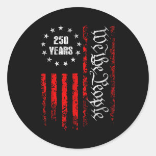 250 år 1776-2026 250-årsjubileum Usa Patriotisk 4 Runt Klistermärke