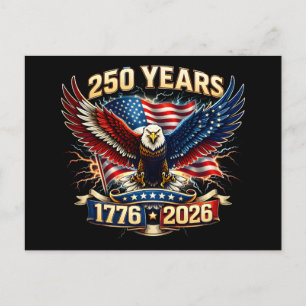 250 år 1776 2026 Amerikansk örn Patriotisk Vykort