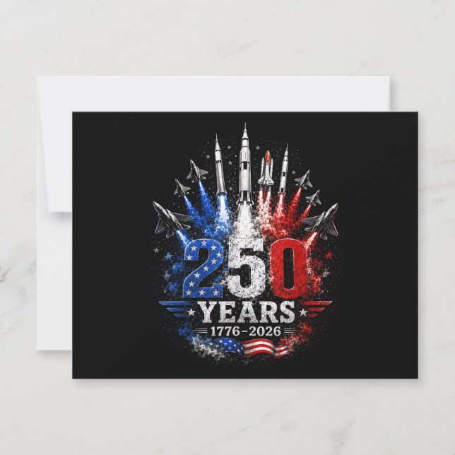 250 år 1776–2026 Fosterländsk Himmelsk Celebration Spara Datumet (Framsida)
