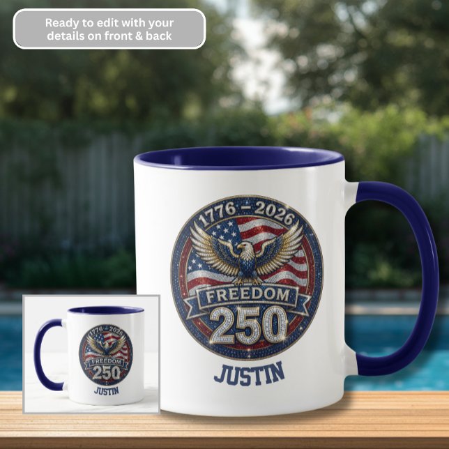 250 år 1776-2026 Freedom Eagle Kaffe Mugg (Skapare uppladdad)