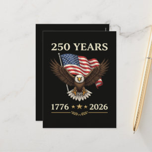 250 år 1776 2026 Örn Amerikansk Flagga Helg Vykort