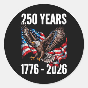 250 år 1776-2026 Patriotisk Örnflagga 2026 _2 Runt Klistermärke