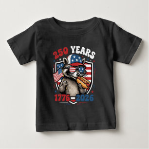 250 år 1776 2026 patriotisk tvättbjörn usa oberoen t shirt