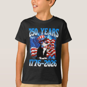 250 år 250-årsjubileum Usa Katt Amerikansk Flagga T Shirt