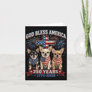 250 år Aamerica Chihuahua Patriotisk Usa 4:e juli Kort