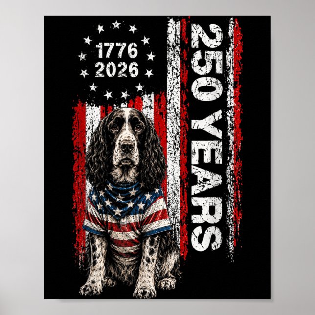 250 år Aamerica Springer Spaniel Hund Usa 4:e Poster (Framsidan)