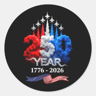 250 år Amerika 1776 2026 250-årsdag 4:e Runt Klistermärke