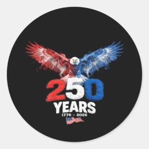 250 år Amerika 1776 2026 250:e USA Patriotisk Runt Klistermärke