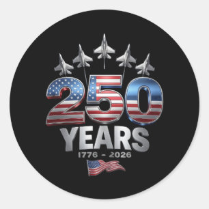 250 år Amerika 1776 2026 250:e USA Patriotisk Runt Klistermärke