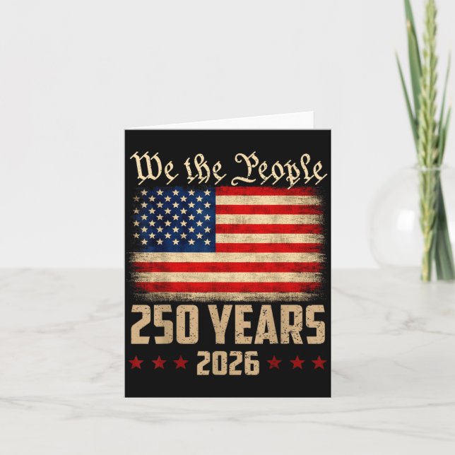 250 år Amerika 1776 2026 4 juli 250-årsjubileum Kort (Framsida)