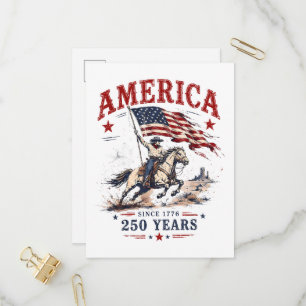 250 år Amerika 1776 2026 Patriotisk Cowboy Inbjudan Vykort