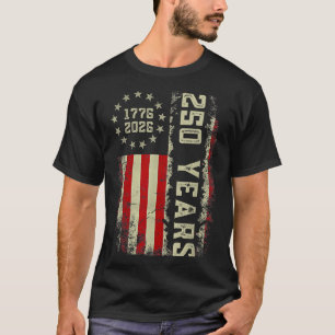 250 år Amerika 1776 2026 USA Flagga 250-årsjubileu T Shirt