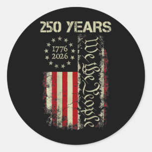 250 år Amerika 1776 2026 We The People Flagga Usa Runt Klistermärke