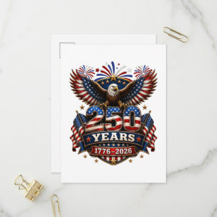 250 år Amerika 250-årsjubileum 4 juli Inbjudan Vykort