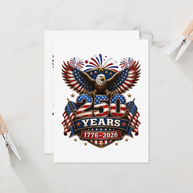 250 år Amerika 250-årsjubileum 4 juli Inbjudningar (Fram/Back In Situ)