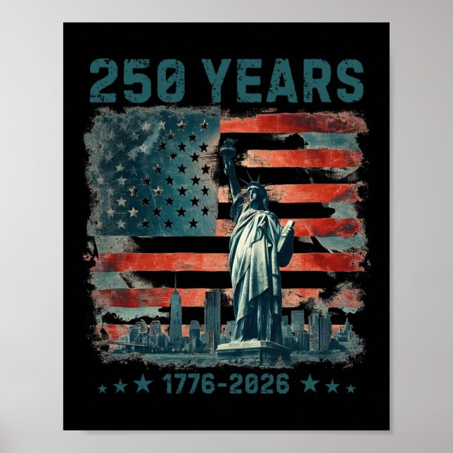 250 år Amerika årsdag 1776 2026 Staty av  Poster (Framsidan)