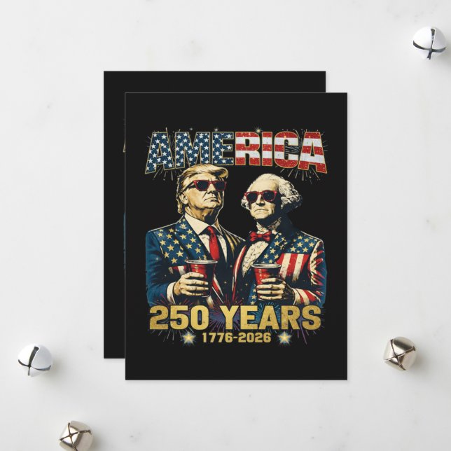 250 år Amerika årsdag 250:e Trump Julkort (Fram/Back In Situ)