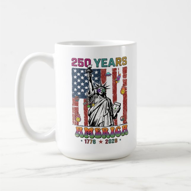 250 år Amerika Fjärde Juli 2026 Patrio Semiqu Kaffemugg (Vänster)