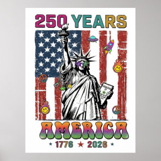 250 år Amerika Fjärde Juli 2026 Patrio Semiqu Poster