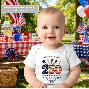 250 år Amerika Födelsedags Baby Bodysuit T Shirt