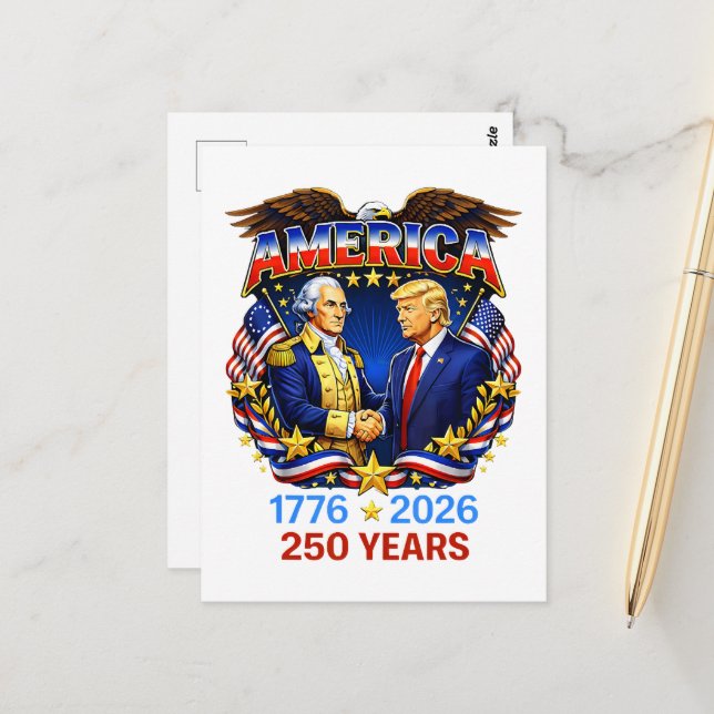 250 år Amerika Jubileum 250-årsjubileum Vykort (Fram/Back In Situ)